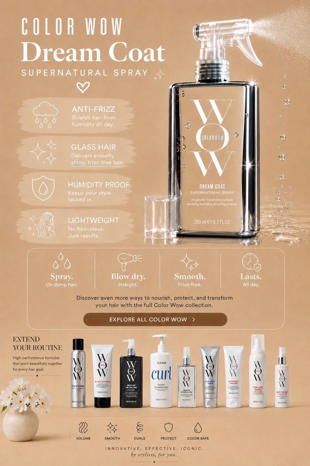 Color Wow blowout polish and shine recommendations from Jenn Rose, slide 2.
