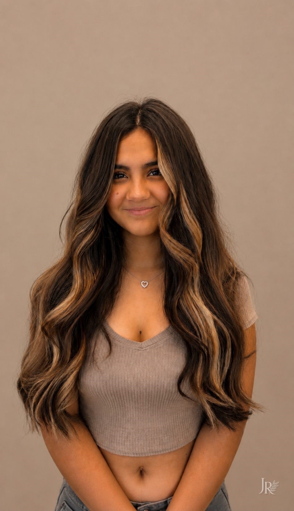 Balayage with bold money piece by Jenn Rose